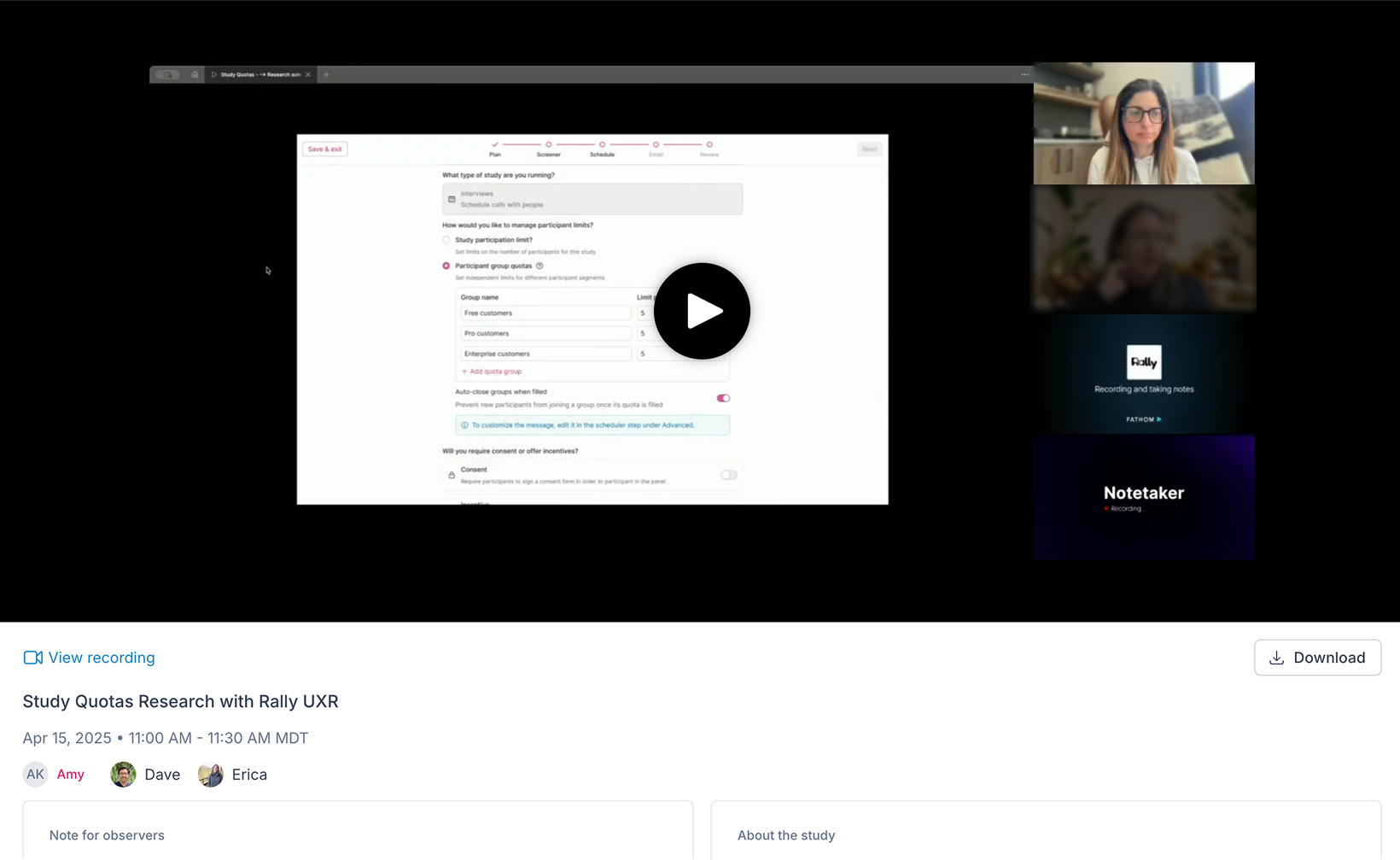 Customer research interview session