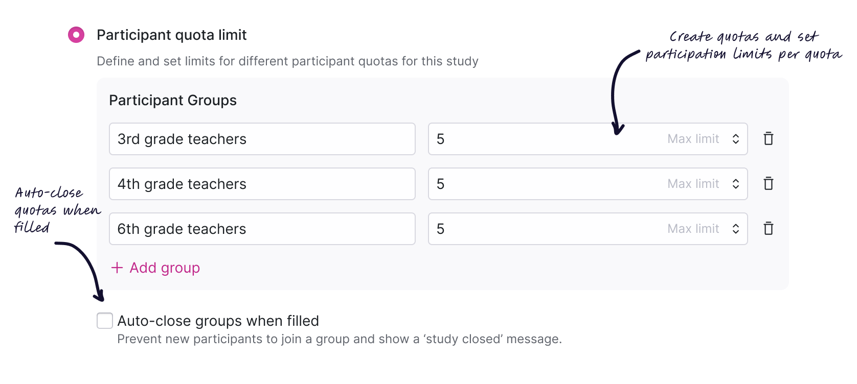 Setup quotas in study builder